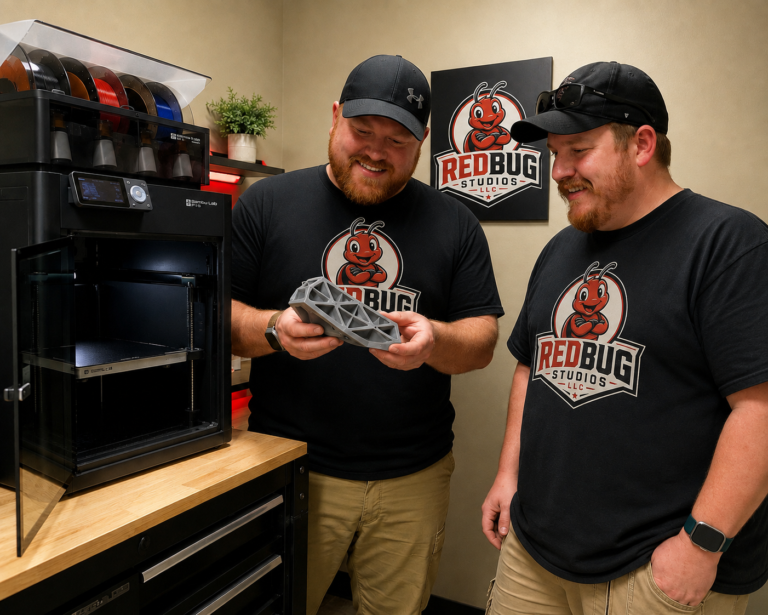 Andrew Perry and Johnathan Drace of RedBug Studios working together