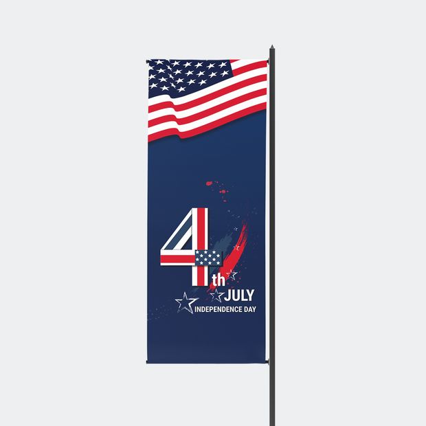 Custom pole banner with mounting hardware