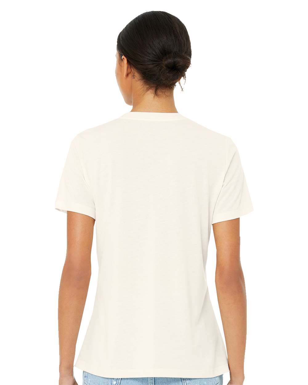 BELLA + CANVAS 6413 | Women’s Relaxed Fit Triblend Tee Solid Natural Triblend OnModel_Back