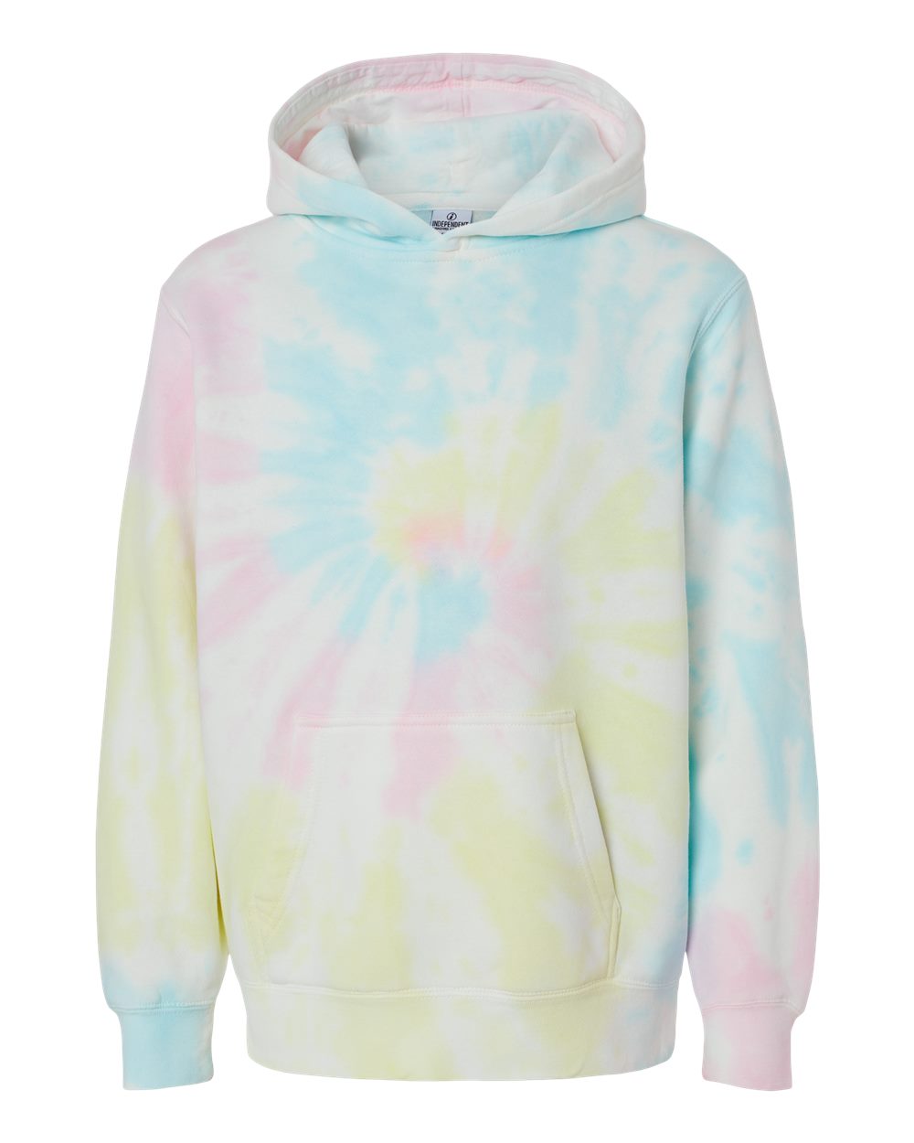 Independent Trading Co. PRM1500TD | Youth Midweight Tie-Dyed Hooded Sweatshirt Tie Dye Sunset Swirl Front