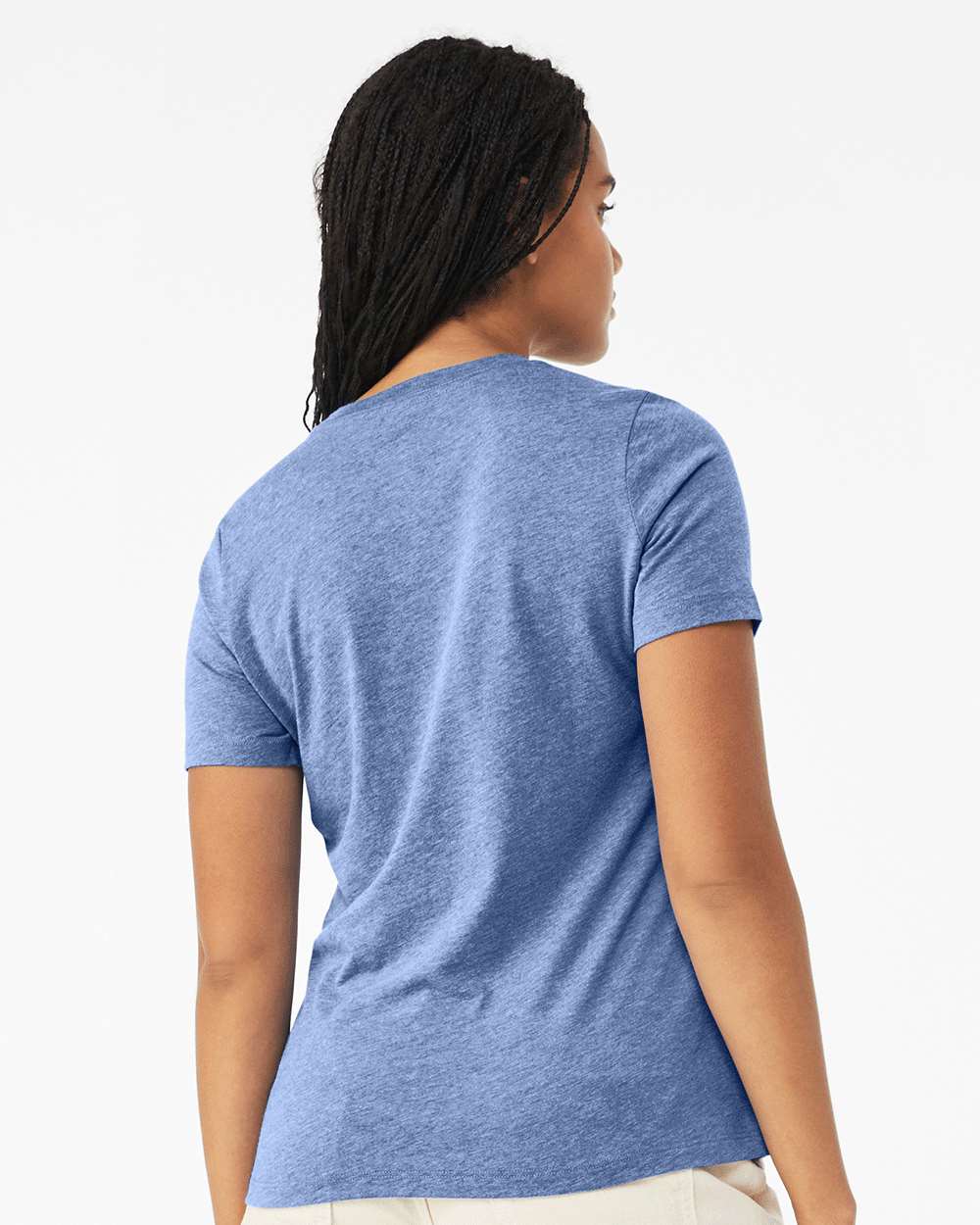 BELLA + CANVAS 6413 | Women’s Relaxed Fit Triblend Tee Blue Triblend OnModel_Back