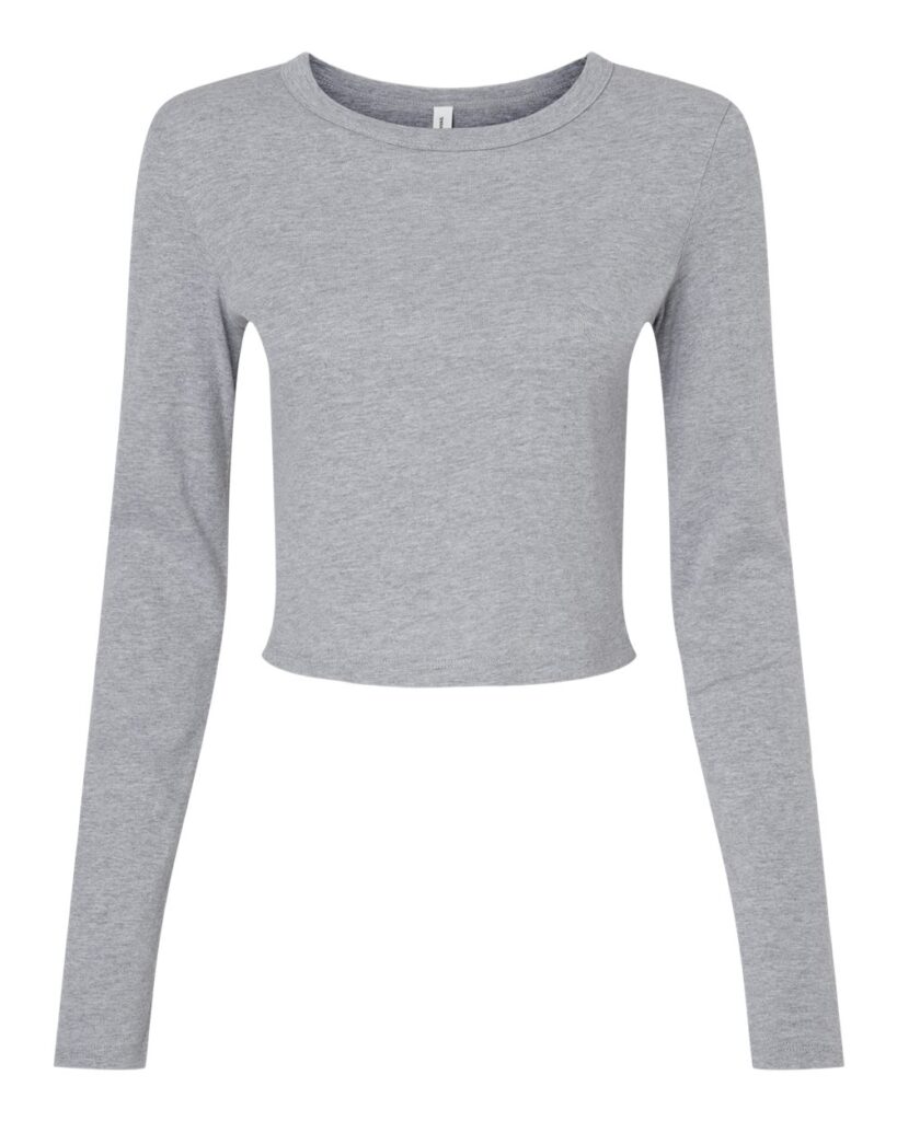 BELLA + CANVAS 1501 | Women's Micro Rib Long Sleeve Baby Tee Athletic Heather Front