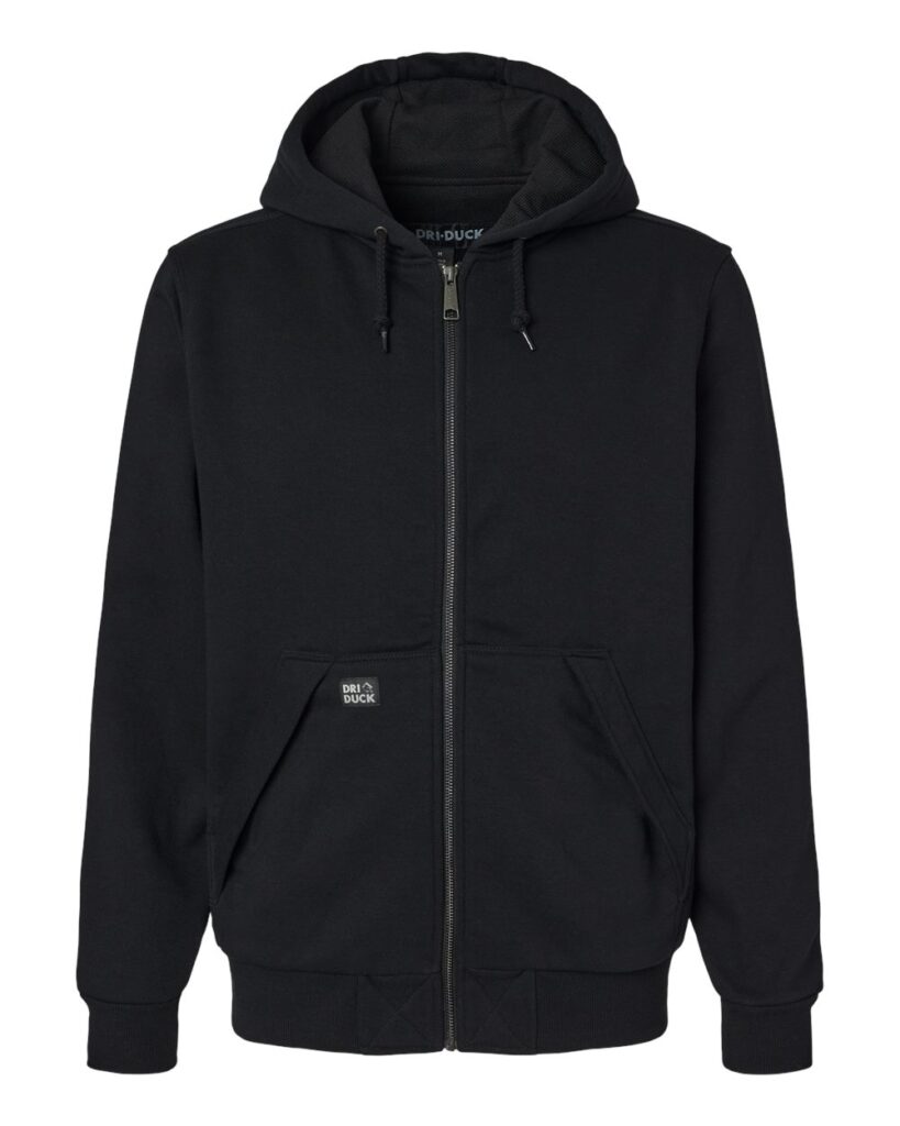 DRI DUCK 7348 | Men's Mission Full-Zip Hooded Jacket Black Front