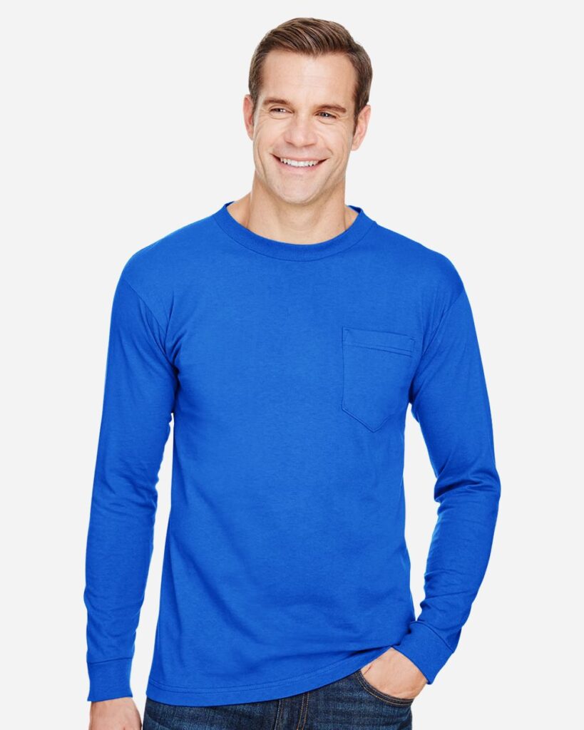 Bayside 3055 | Unisex Union-Made Long Sleeve Pocket T-Shirt Style