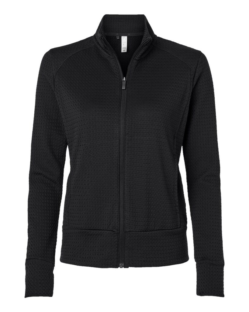 Adidas A1007 | Women's Ultimate365 Textured Full-Zip Jacket Black Front