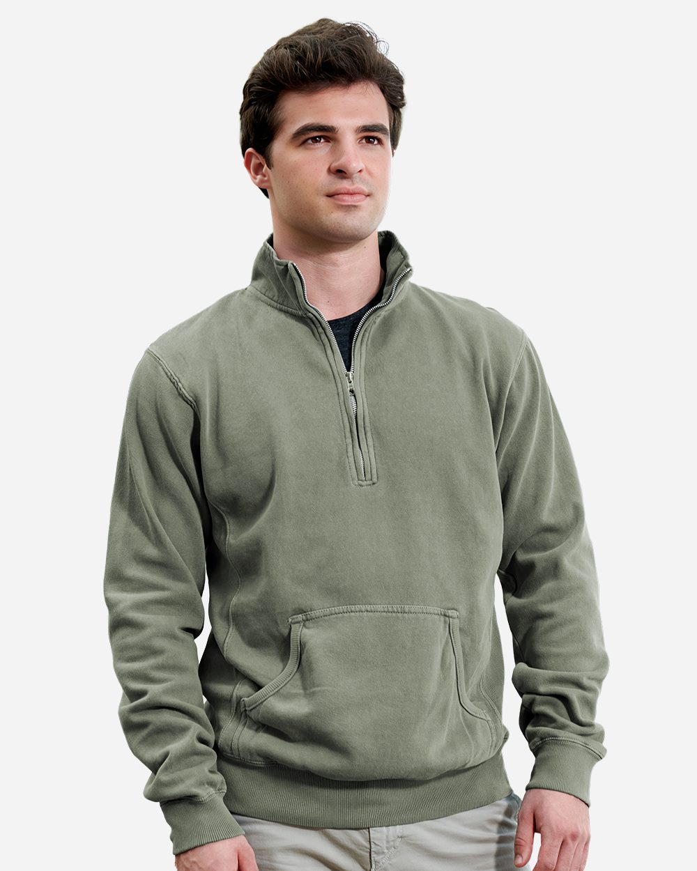 J. America 8732 | Unisex Pigment-Dyed Fleece Quarter-Zip Pullover Style