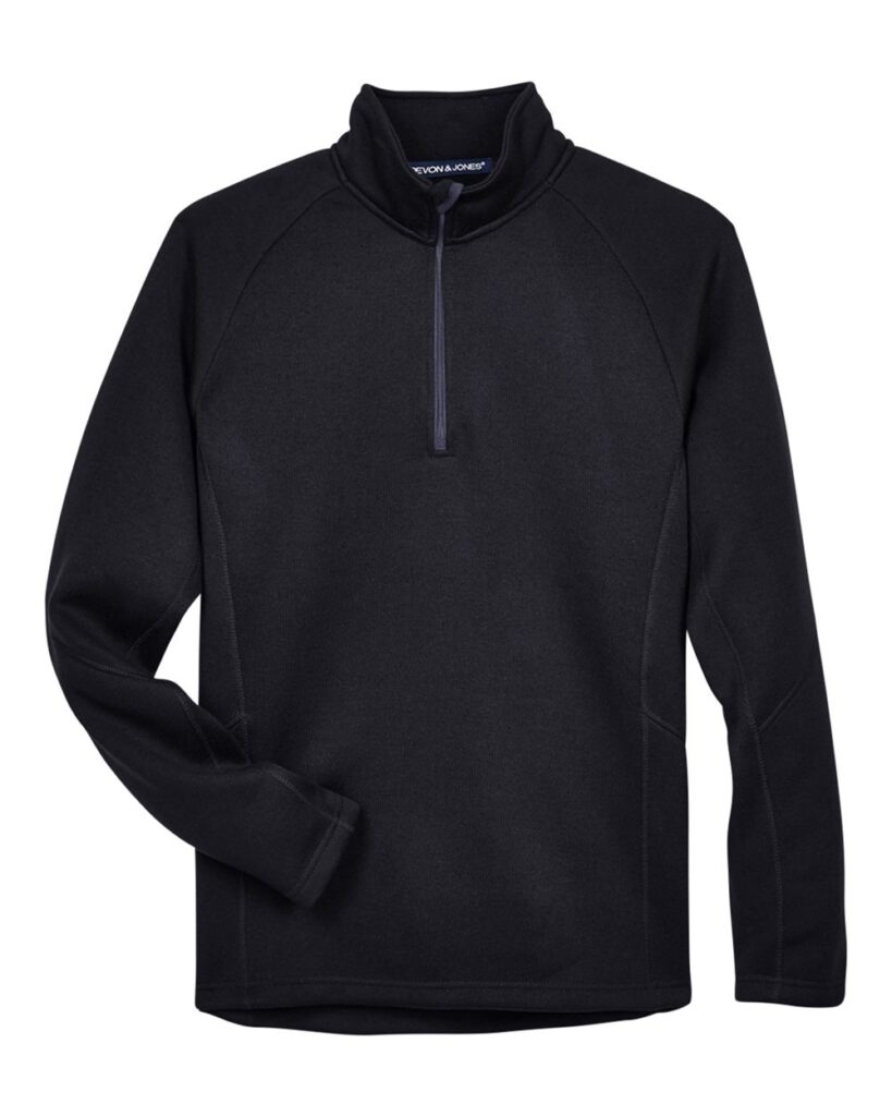 Devon & Jones DG792 | Unisex Bristol Sweater Fleece Quarter-Zip Pullover Black Front