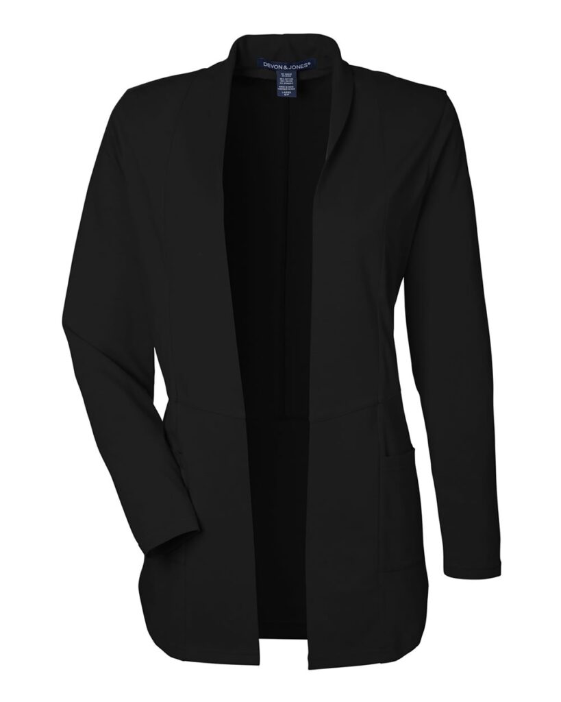 Devon & Jones DP125W | Women's Raleigh Stretch Cardigan Black Front