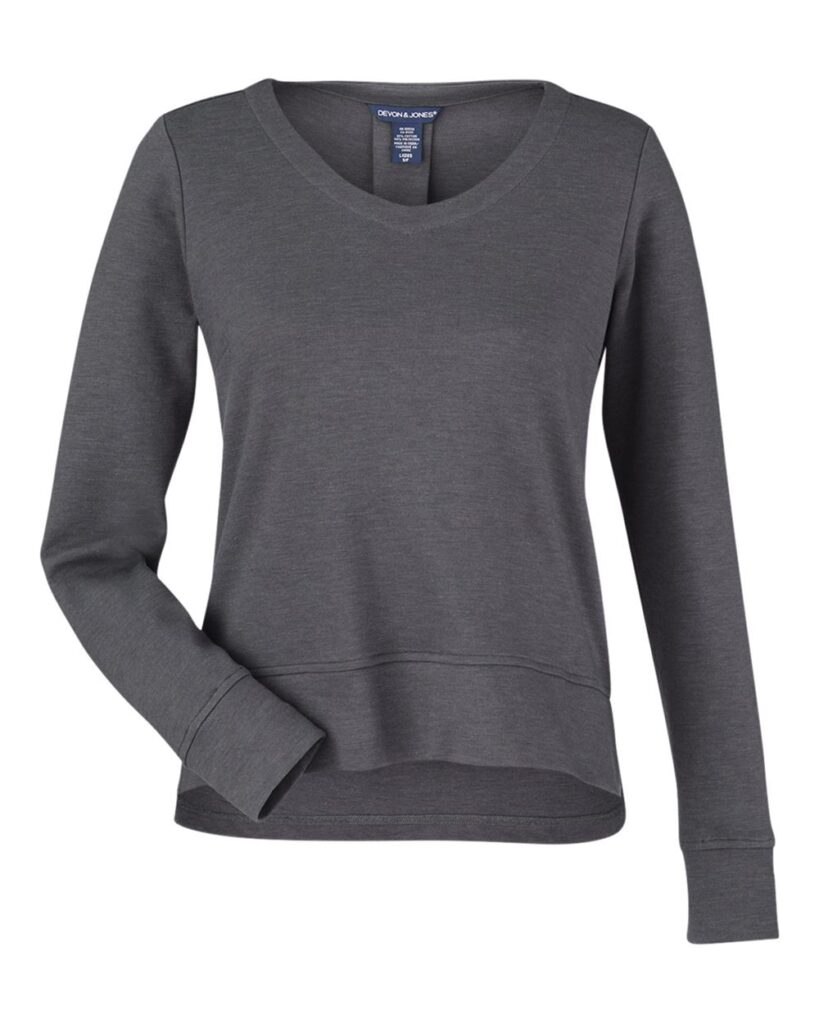 Devon & Jones DG482W | Women's New Classics® Charleston Pullover Black Melange Front