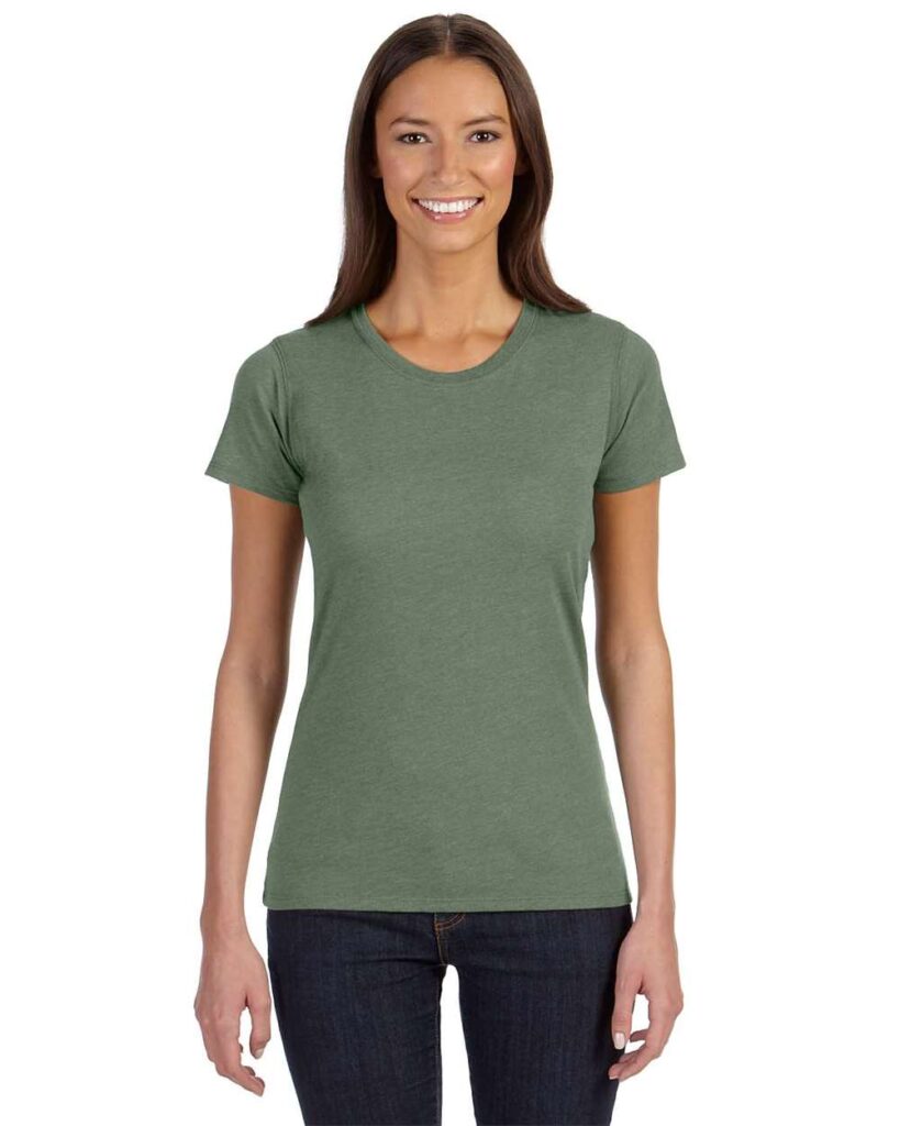 econscious EC3800 | Women's Eco Blend T-Shirt Asparagus OnModel_Front
