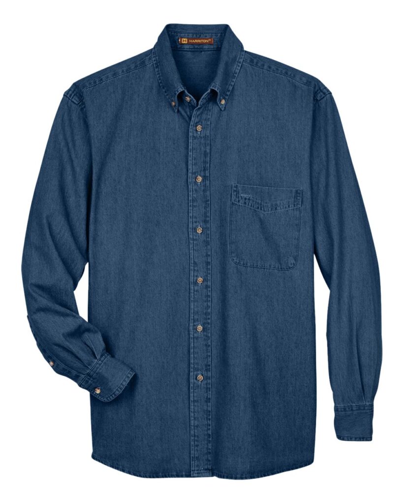 Harriton M550 | Men's Denim Shirt Dark Denim Front
