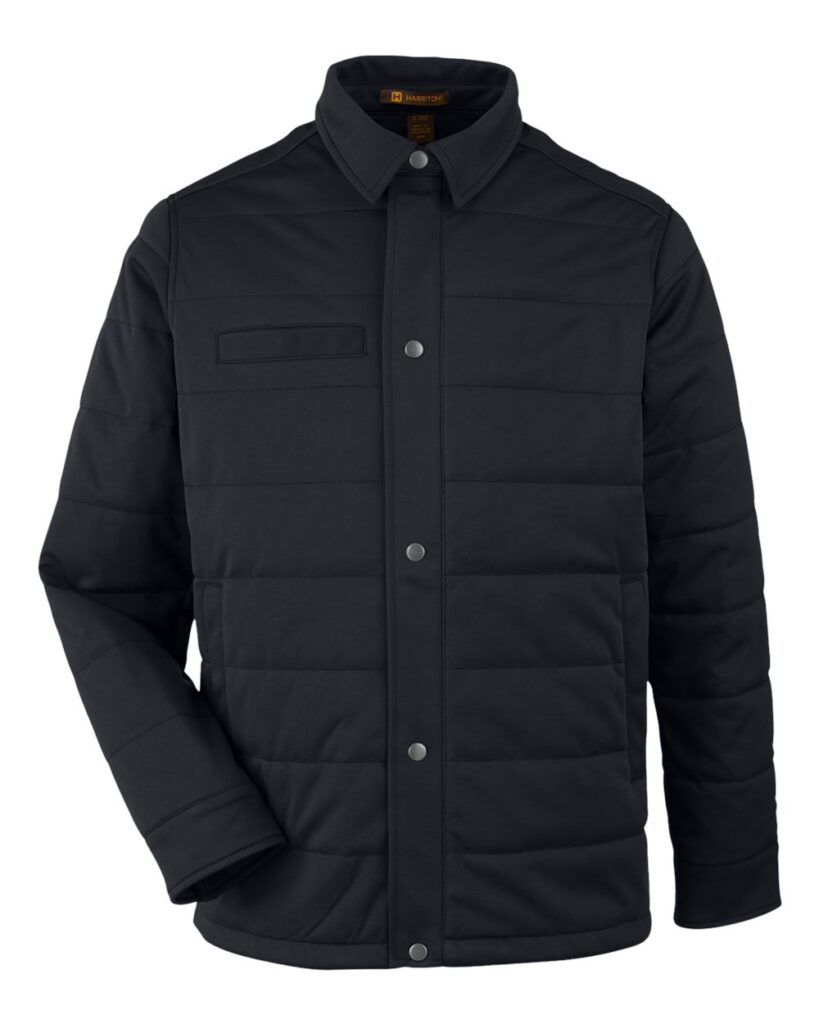Harriton M821 | Unisex Guardian Soft Shell Chore Coat Black Front
