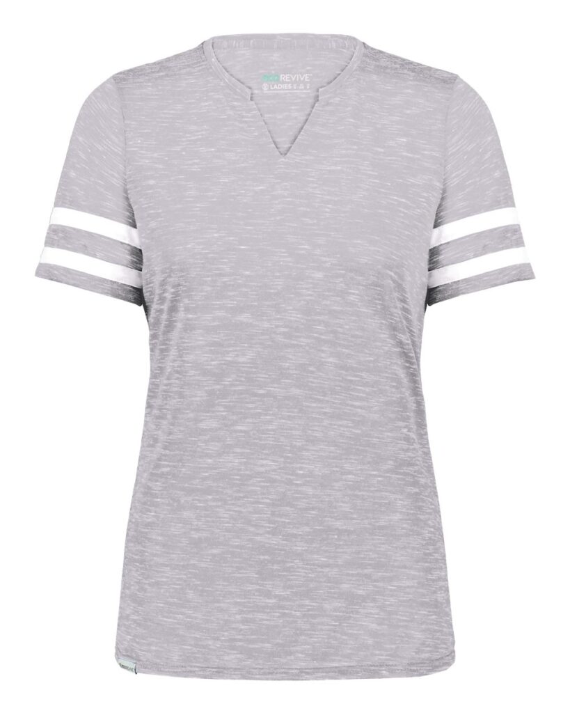 Holloway 223245 | Women's Eco Revive™ Monterey V-Neck T-Shirt Athletic Heather/ White Front