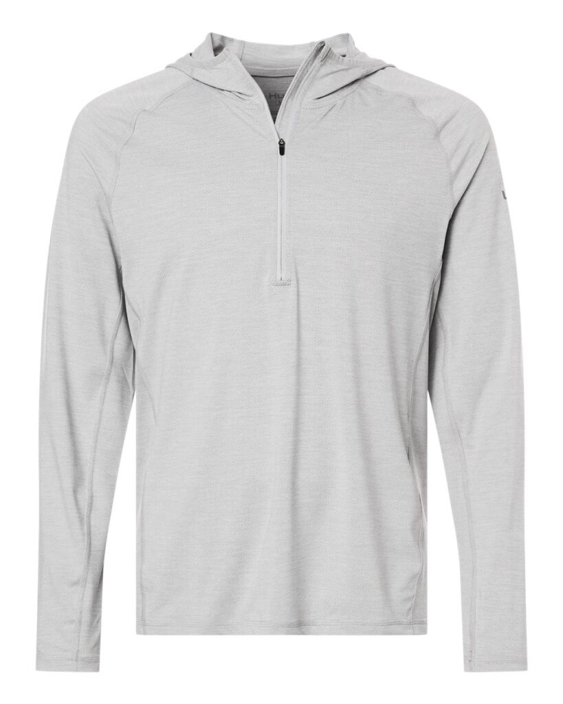 HUK H1200668 | Men's Atoll Half-Zip Hooded Pullover Harbor Mist Front
