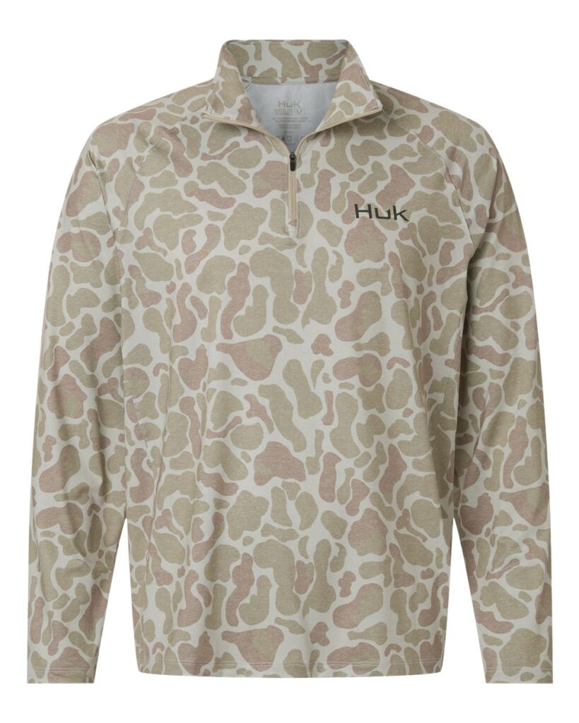 HUK H1200720 | Men's Airweight KC Printed Quarter-Zip Pullover Sand Front