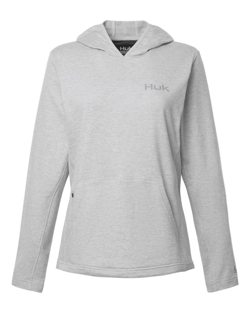 HUK H6130023 | Women's Coldfront+ Hooded Sweatshirt Harbor Mist Heather Front