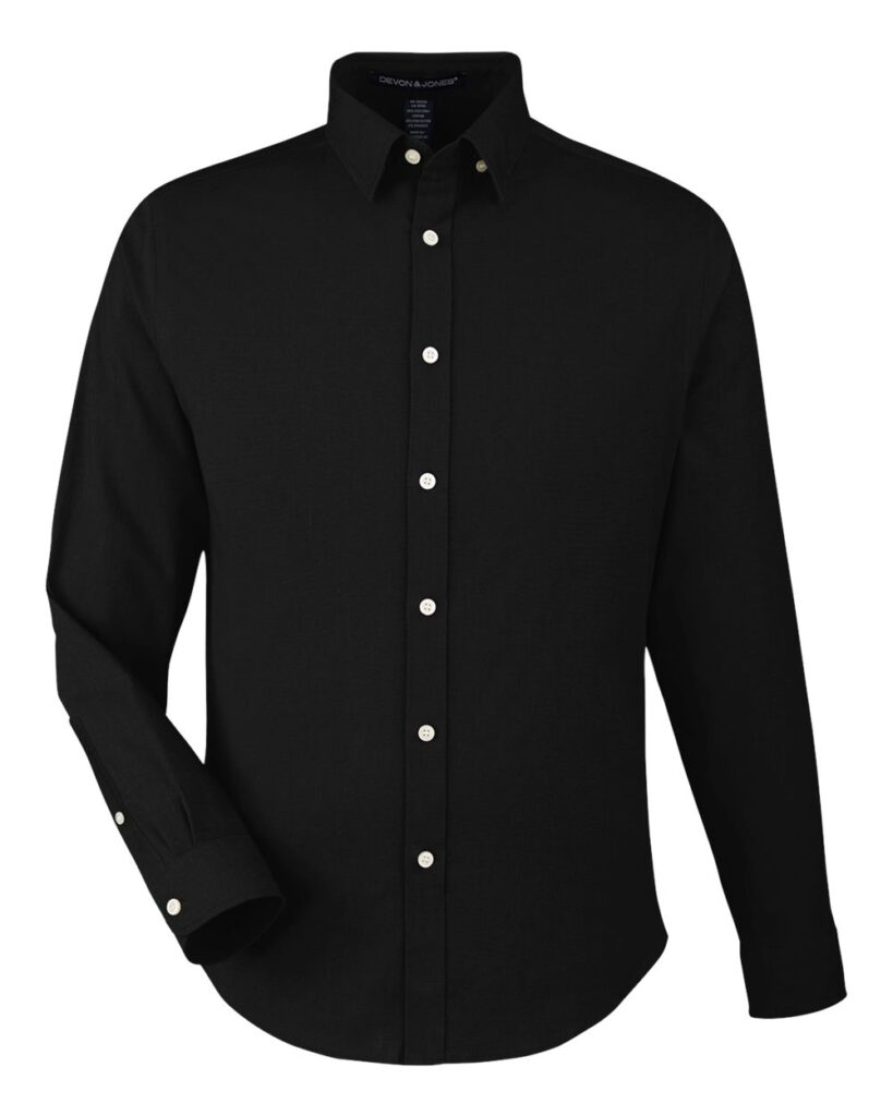 Devon & Jones DG505 | Men's CrownLux Performance® Spencer Poplin Dress Shirt Black Front