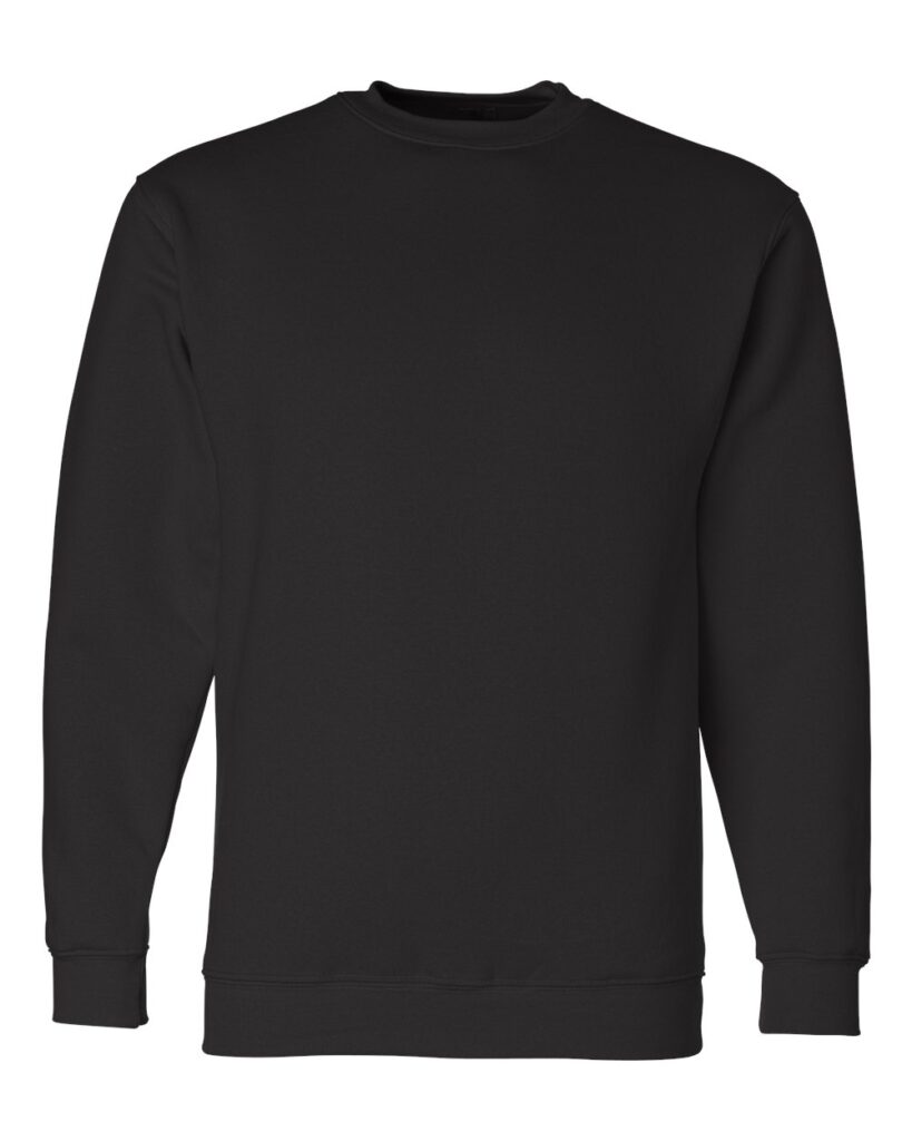 Bayside 1102 | Unisex USA-Made Crewneck Sweatshirt Black Front