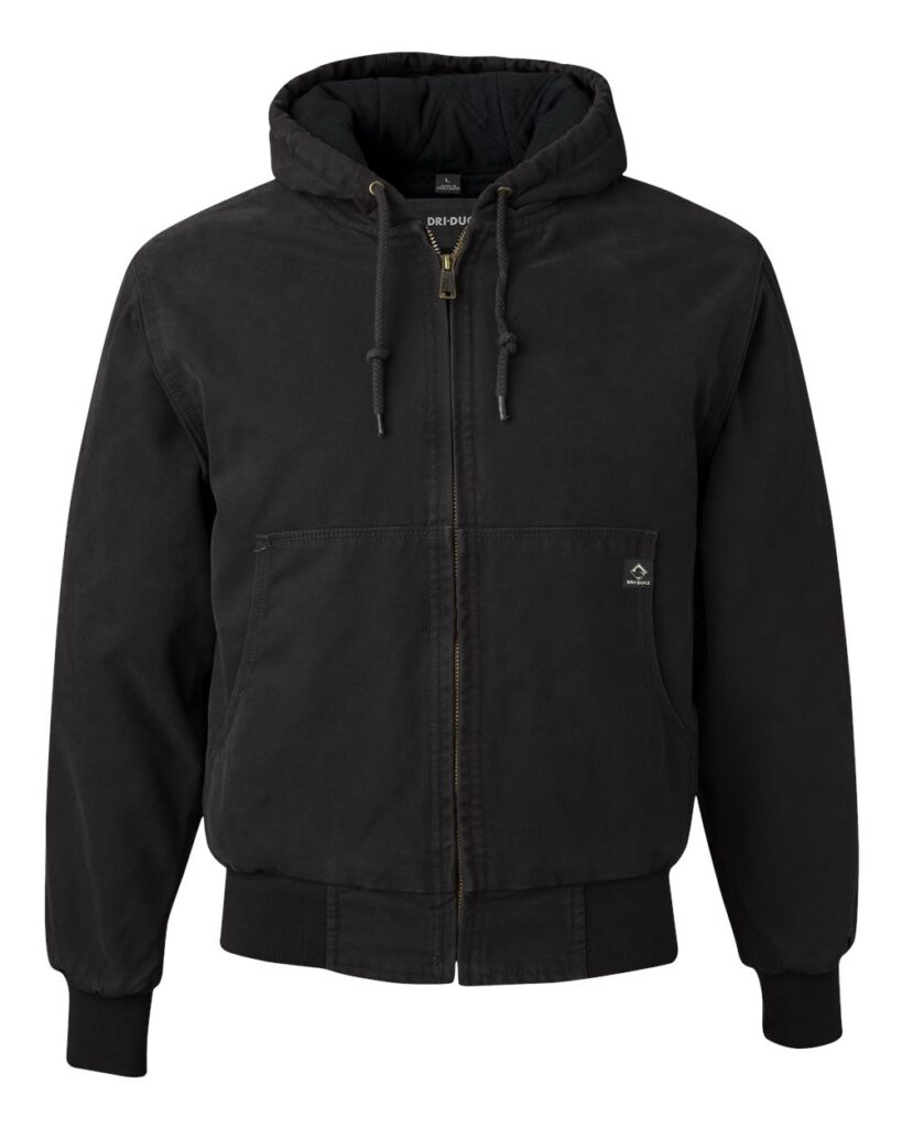 DRI DUCK 5020T | Men's Tall Cheyenne Boulder Cloth™ Hooded Jacket with Tricot Quilt Lining Black Front