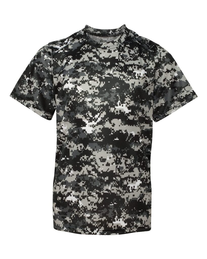 Badger 2180 | Youth Digital Camo T-Shirt Black Digital Front