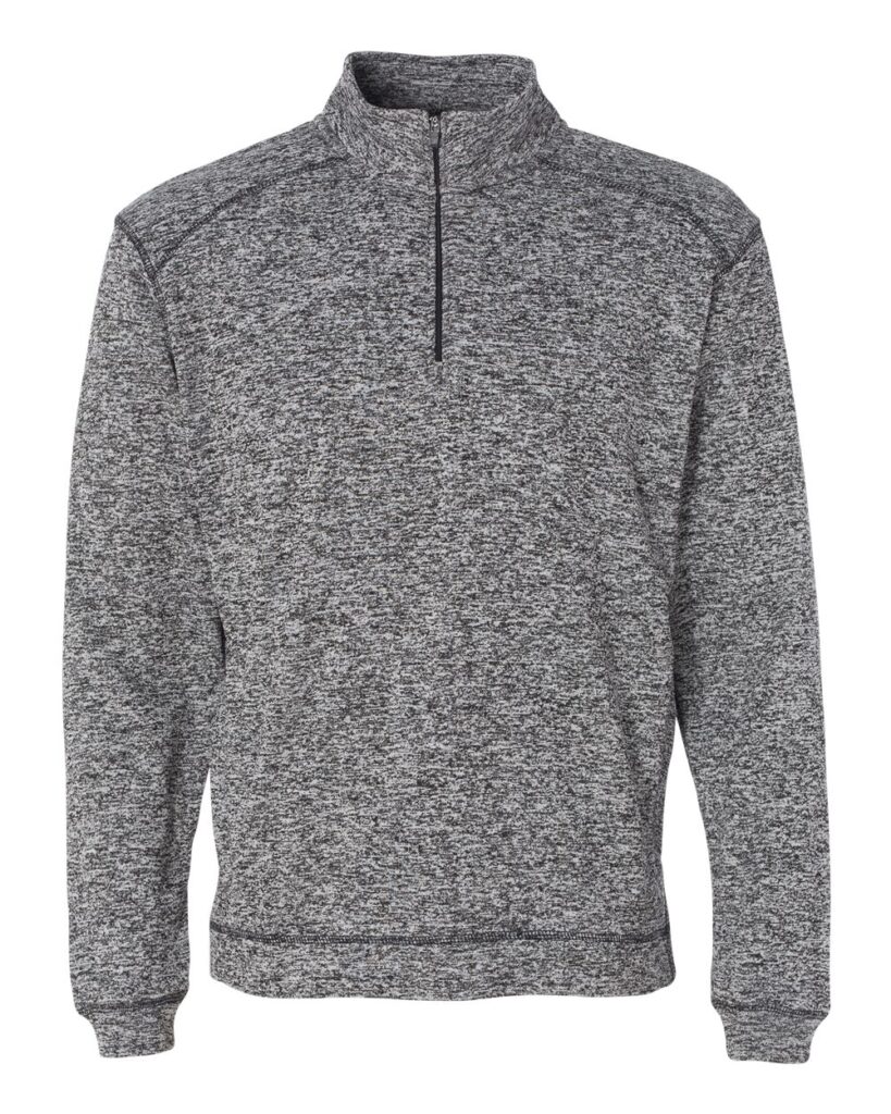 J. America 8614 | Men's Cosmic Fleece Quarter-Zip Sweatshirt Charcoal Fleck Front