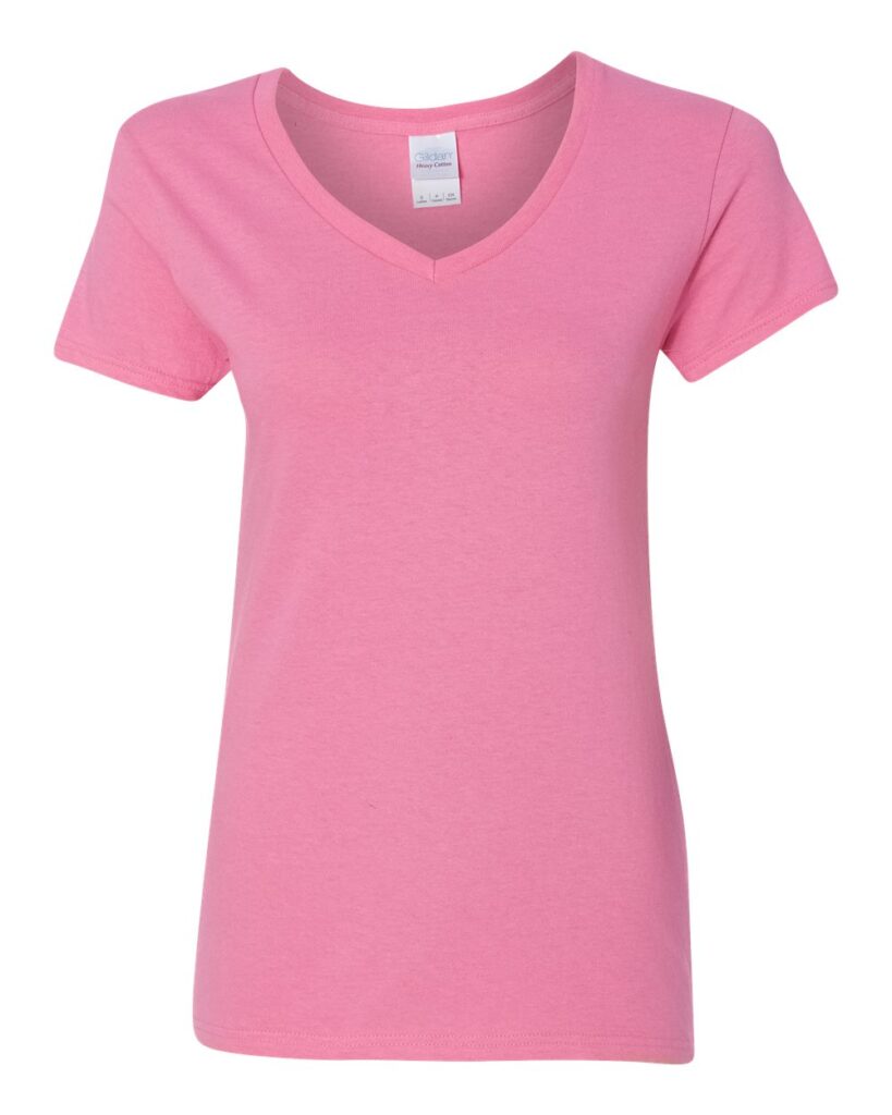 Gildan 5V00L | Women's Heavy Cotton™ V-Neck T-Shirt Azalea Front
