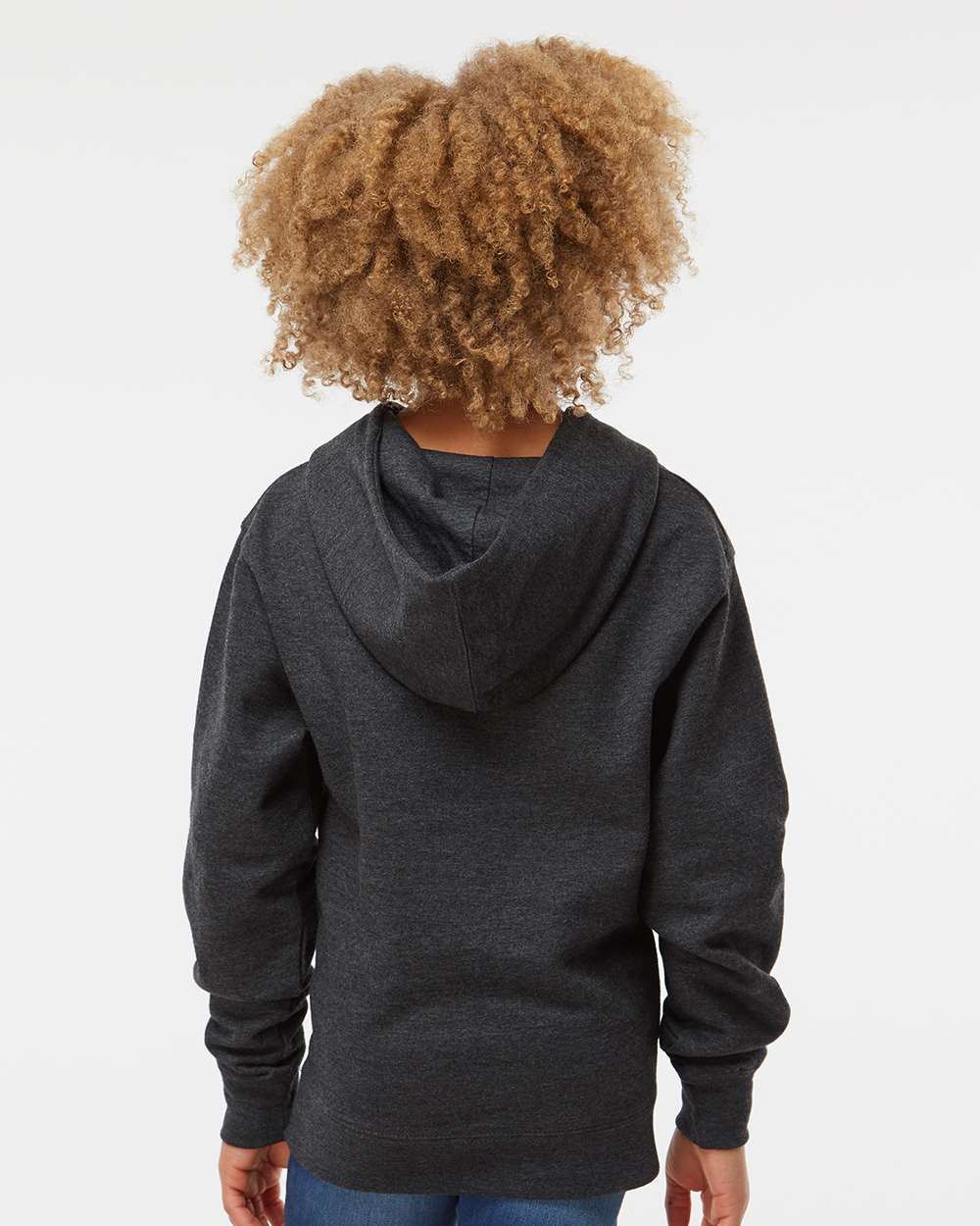 Independent Trading Co. SS4001Y | Youth Midweight Hooded Sweatshirt Charcoal Heather OnModel_Back