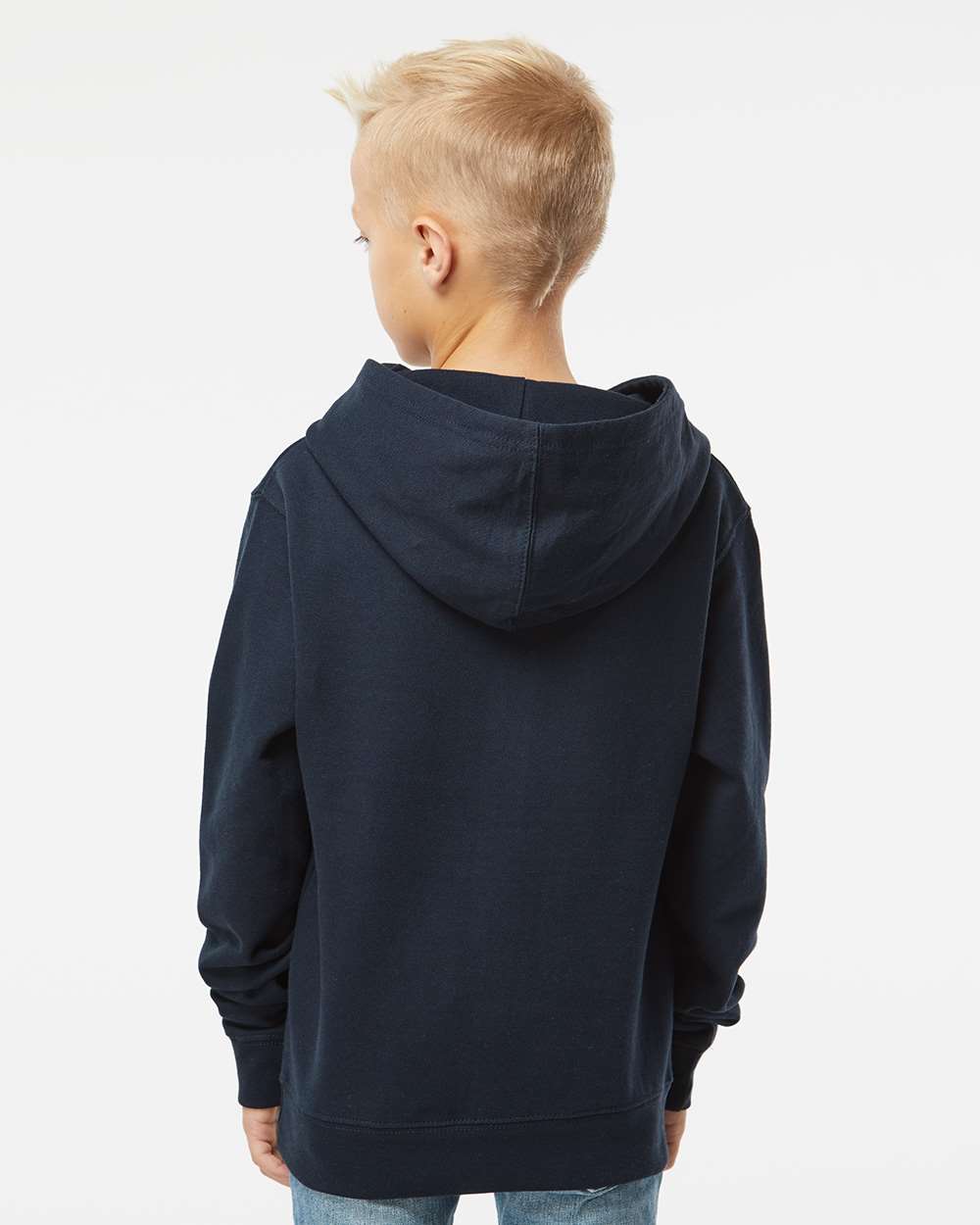 Independent Trading Co. SS4001Y | Youth Midweight Hooded Sweatshirt Classic Navy OnModel_Back