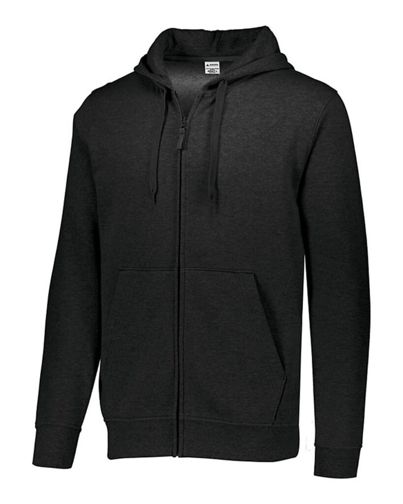 Augusta Sportswear 5418 | Men's 60/40 Fleece Full-Zip Hooded Sweatshirt Black Front