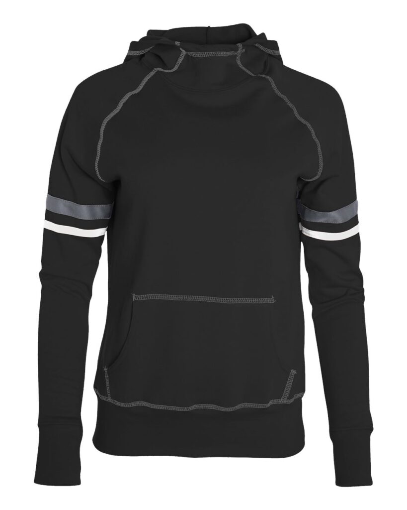 Augusta Sportswear 5441 | Girls' Spry Hooded Sweatshirt Black/ White/ Carbon Front