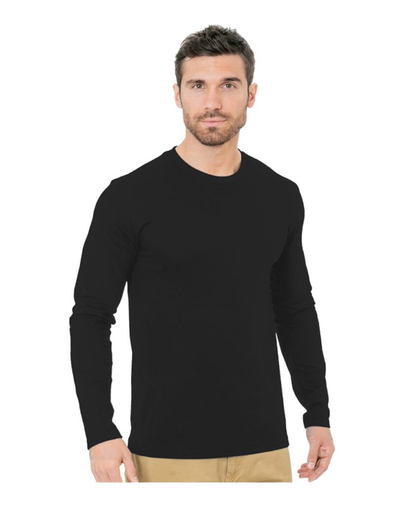 Bayside 9550 | Unisex Fine Jersey Long Sleeve T-Shirt Black Side
