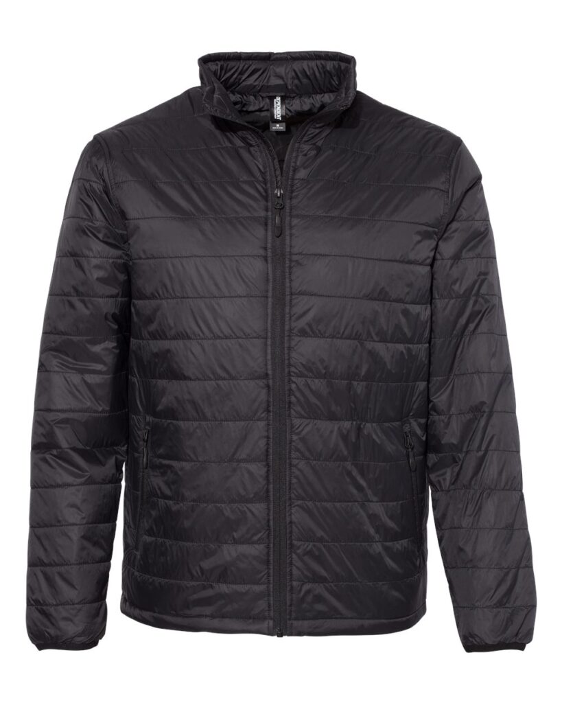Independent Trading Co. EXP100PFZ | Men's Puffer Jacket Black Front