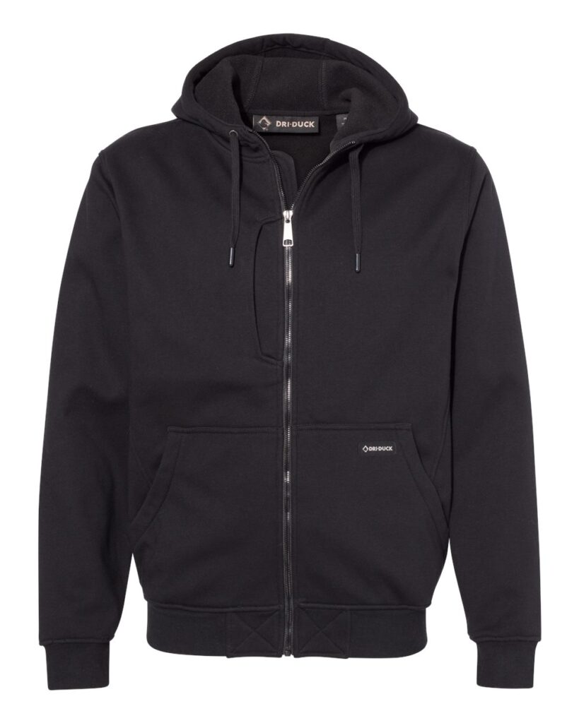DRI DUCK 7040 | Men's Bateman Bonded Power Fleece 2.0 Full-Zip Jacket Black Front
