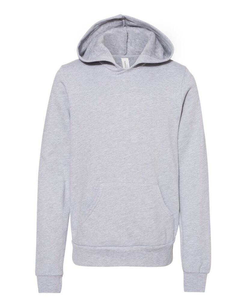 BELLA + CANVAS 3719Y | Youth Sponge Fleece Hoodie Sweatshirt Athletic Heather Front