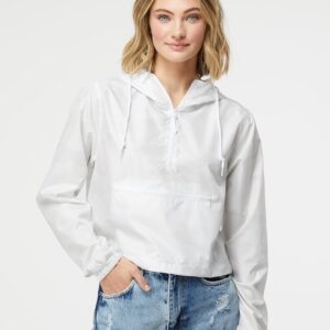 Independent Trading Co. EXP64CRP | Women's Lightweight Quarter-Zip Pullover Crop Windbreaker Style