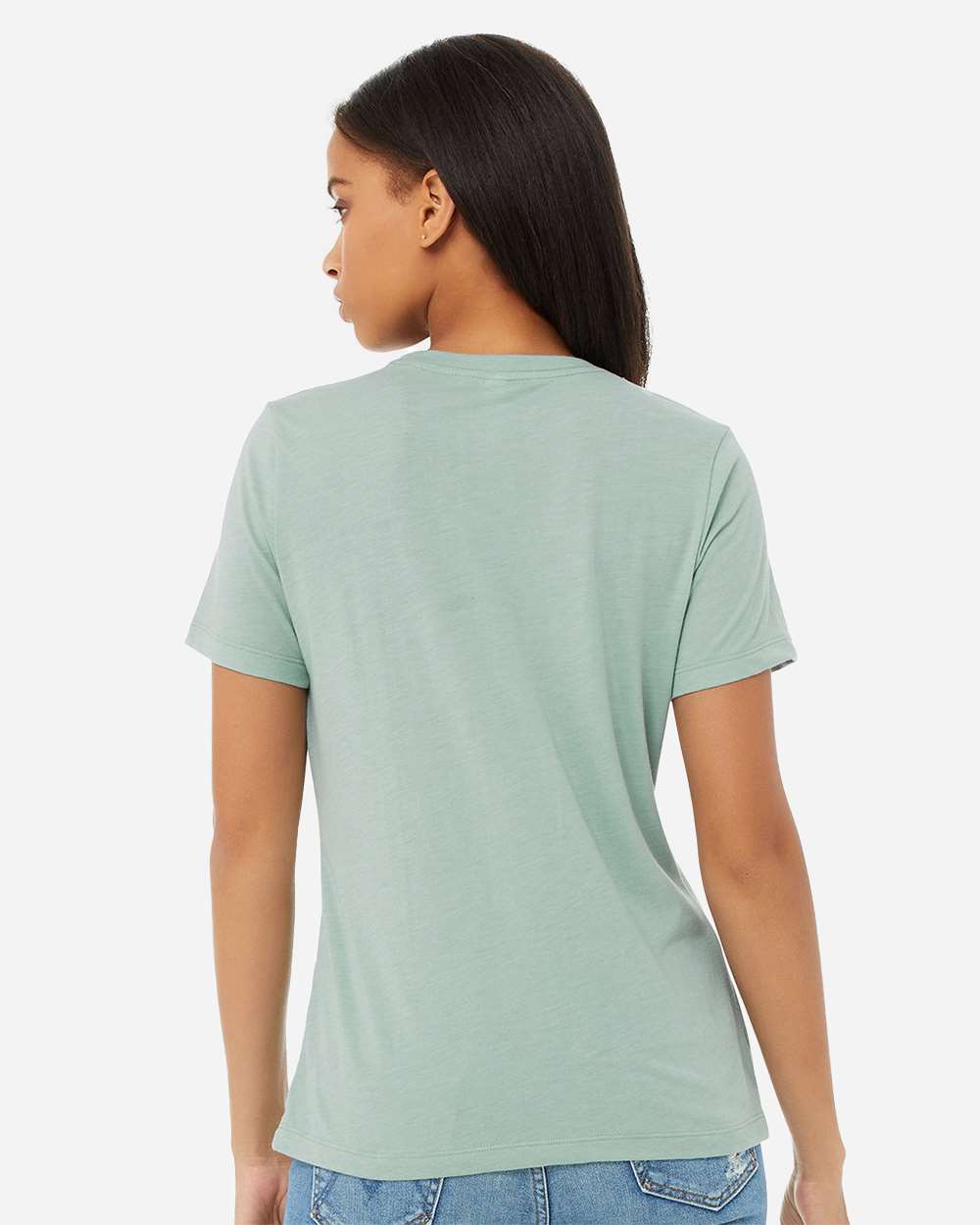 BELLA + CANVAS 6413 | Women’s Relaxed Fit Triblend Tee Dusty Blue Triblend OnModel_Back