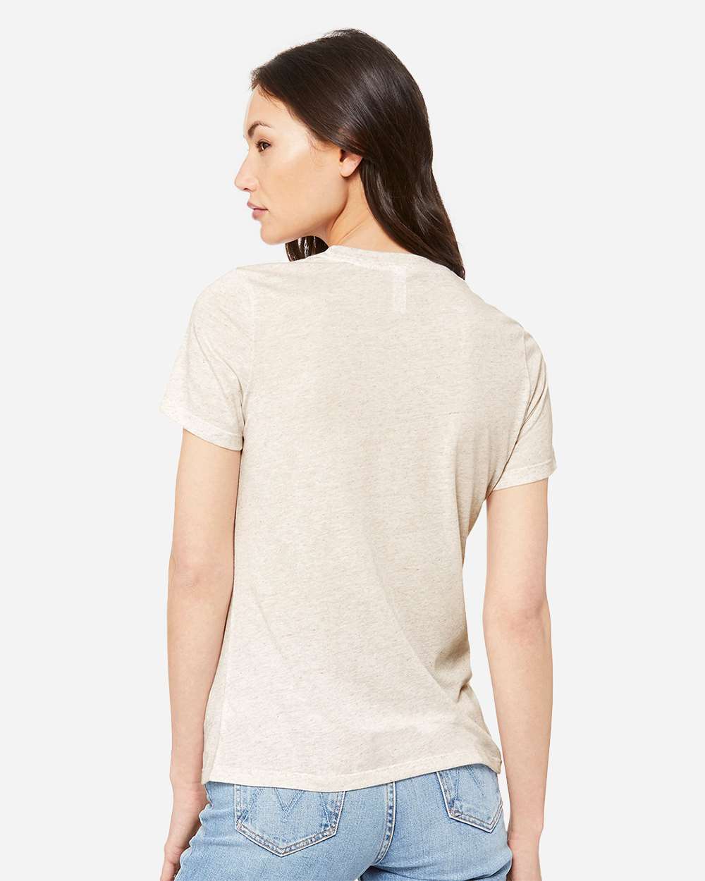 BELLA + CANVAS 6413 | Women’s Relaxed Fit Triblend Tee Oatmeal Triblend OnModel_Back