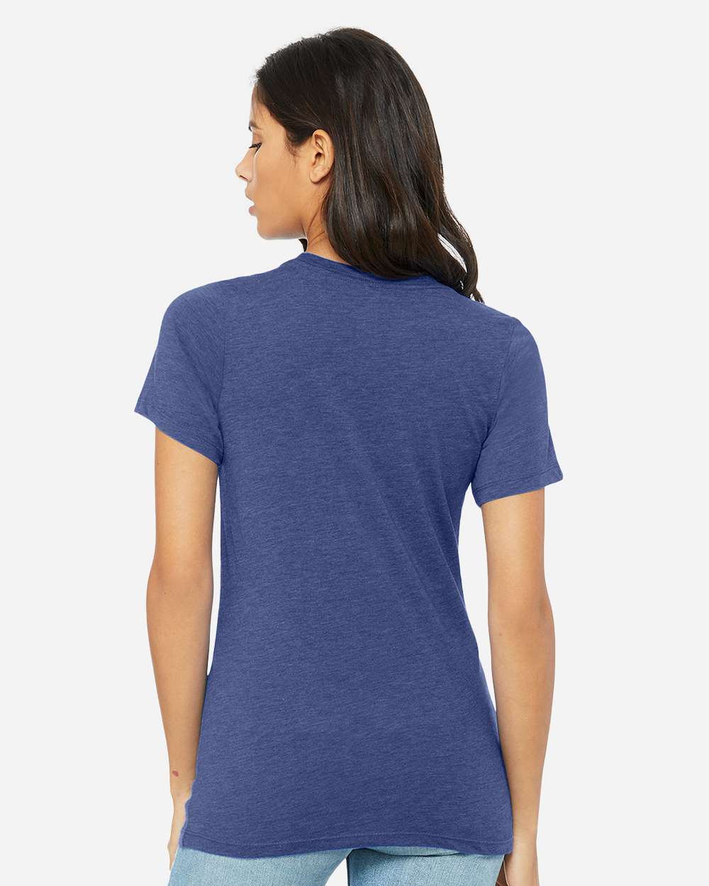 BELLA + CANVAS 6413 | Women’s Relaxed Fit Triblend Tee True Royal Triblend OnModel_Back