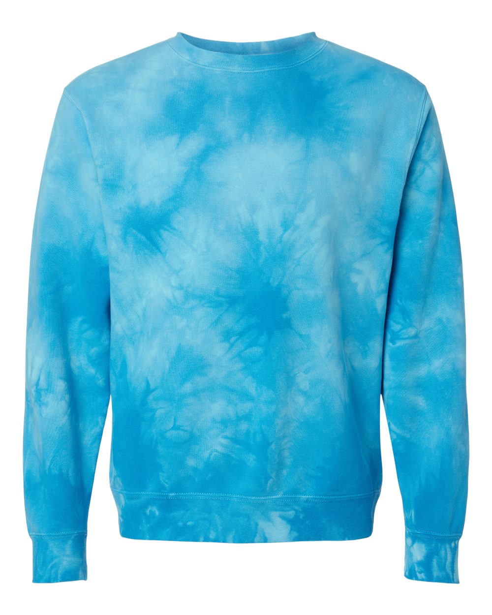 Independent Trading Co. PRM3500TD | Unisex Midweight Tie-Dyed Crewneck Sweatshirt Tie Dye Aqua Blue Front