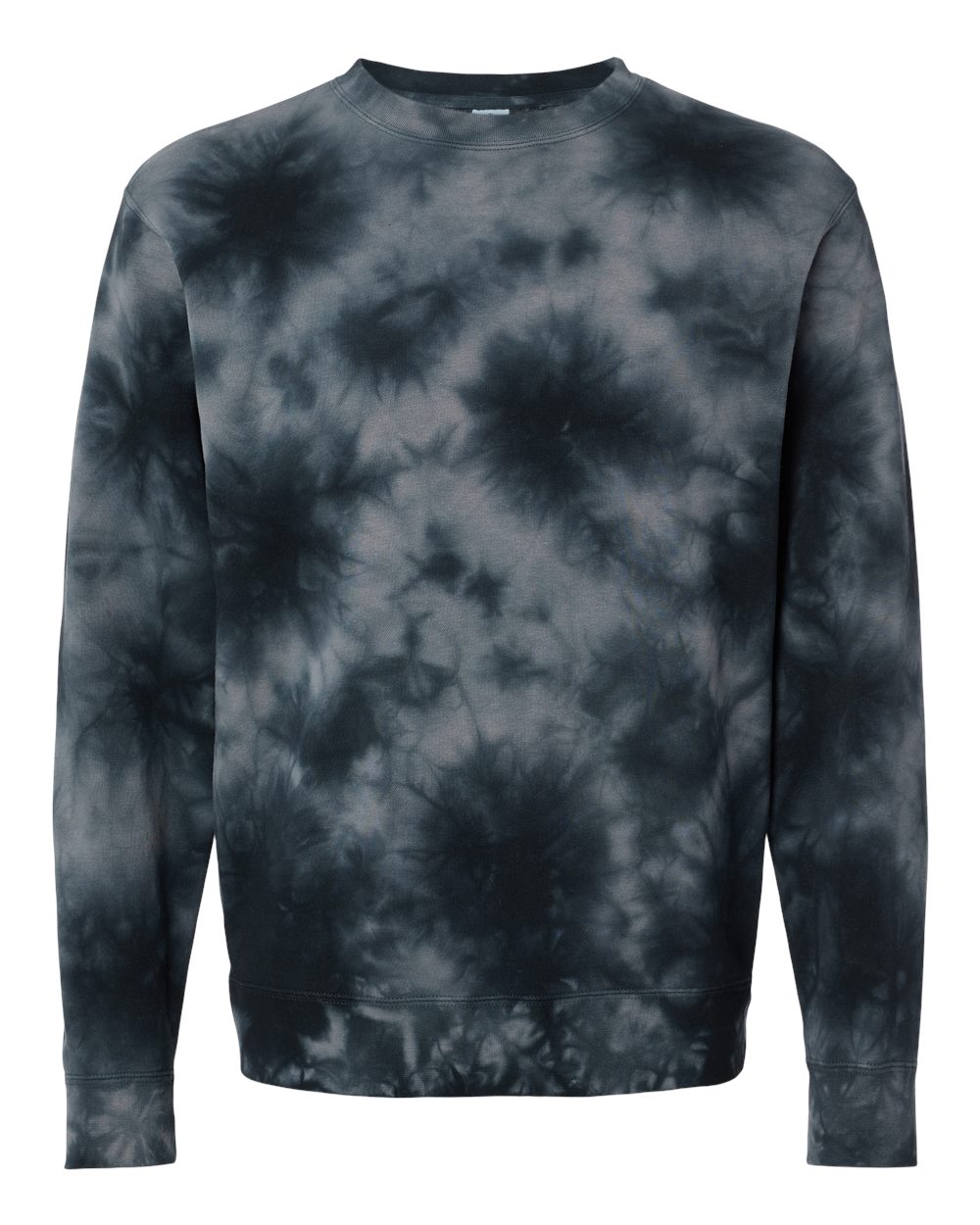 Independent Trading Co. PRM3500TD | Unisex Midweight Tie-Dyed Crewneck Sweatshirt Tie Dye Black Front