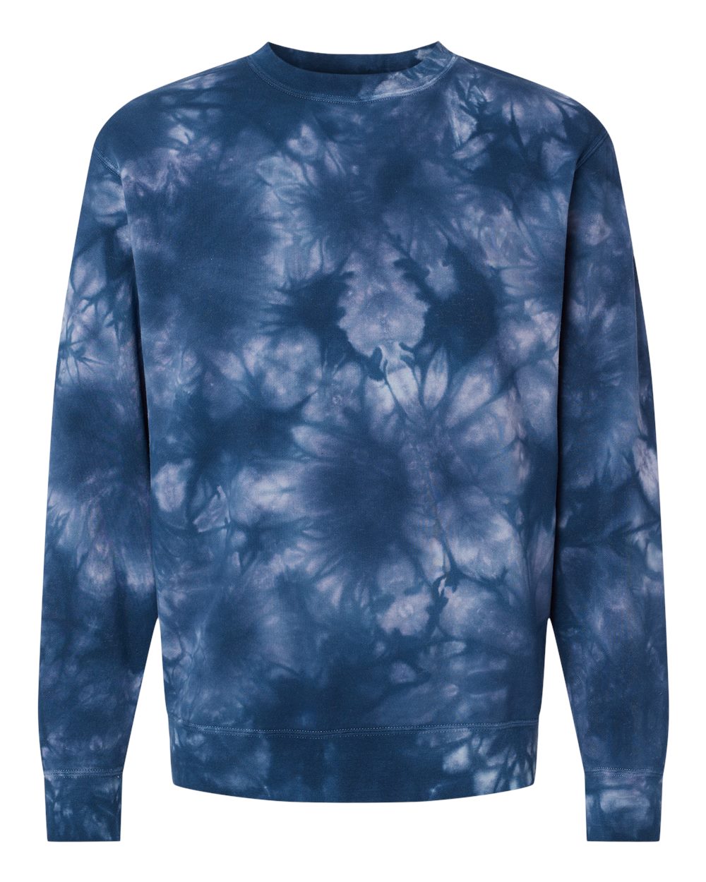 Independent Trading Co. PRM3500TD | Unisex Midweight Tie-Dyed Crewneck Sweatshirt Tie Dye Navy Front