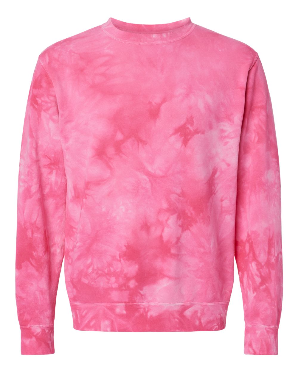 Independent Trading Co. PRM3500TD | Unisex Midweight Tie-Dyed Crewneck Sweatshirt Tie Dye Pink Front